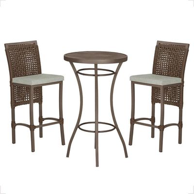 Mesa Bistrô 2 Banquetas Roma Marrom Corda Náutica 3 Trama Marrom