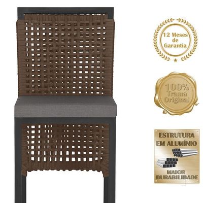 Mesa Bistro E 2 Banquetas Roma Preta Corda Náutica 11 Marrom