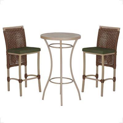 Mesa Bistro E 2 Banquetas Roma Fendi Corda Náutica 13 Marrom