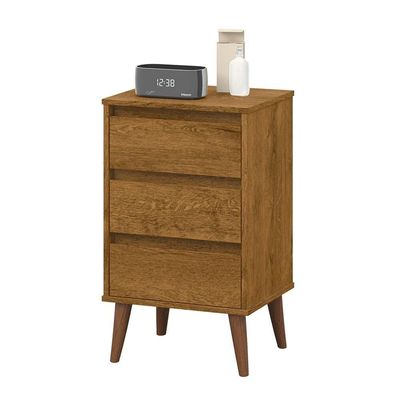 Kit 2 Mesas De Cabeceira Wood - Mdp 3 Gavetas Corrediças Metálicas Freijó - Movelove