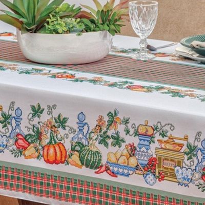 Toalha De Mesa Vilela Em Oxford Retangular 2,10m X 1,40m 100% Poliéster - Ponto Cruz