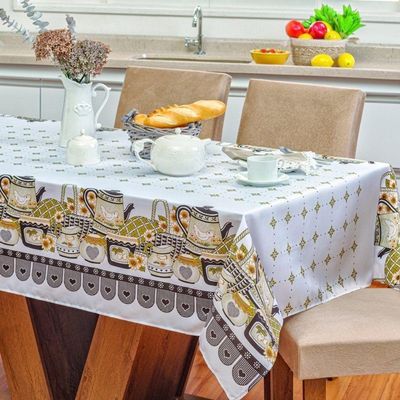 Toalha De Mesa Vilela Em Oxford Quadrada 1,40m X 1,40m 100% Poliéster - Bule Chá
