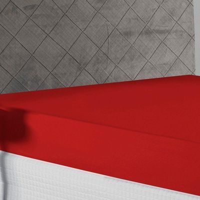 Lençol Com Elástico Queen Nobre 1 Peça 30cm De Altura Malha 100% Algodão - Vermelho