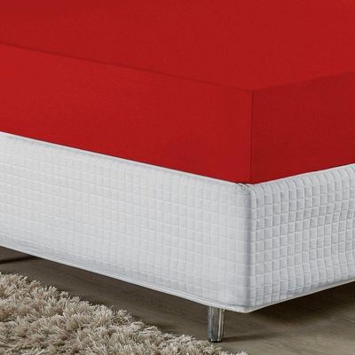 Lençol Com Elástico Queen Nobre 1 Peça 30cm De Altura Malha 100% Algodão - Vermelho