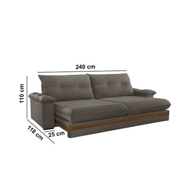 Sofá Avalon 02 Módulos De 120cm Br25cm Meu Sofá Online A231 Linho Cinza Escuro