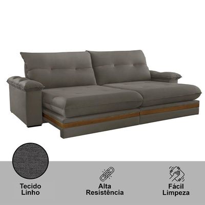 Sofá Avalon 02 Módulos De 120cm Br25cm Meu Sofá Online A231 Linho Cinza Escuro