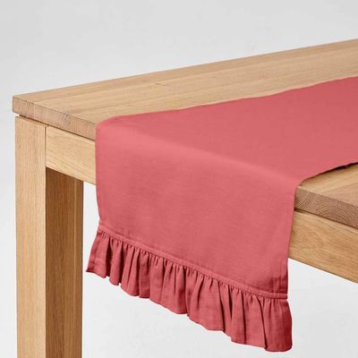 Caminho de Mesa Rosa Salmão Elegante para Decoração de Casa, Casamento, Festa e Feriado - Vargottam 35,56 Cm (L) × 228,6 Cm (C) / Rosa