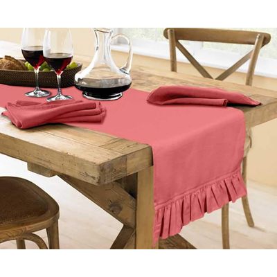 Caminho de Mesa Rosa Salmão Elegante para Decoração de Casa, Casamento, Festa e Feriado - Vargottam 35,56 Cm (L) × 228,6 Cm (C) / Rosa