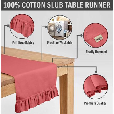Caminho de Mesa Rosa Salmão Elegante para Decoração de Casa, Casamento, Festa e Feriado - Vargottam 35,56 Cm (L) × 228,6 Cm (C) / Rosa