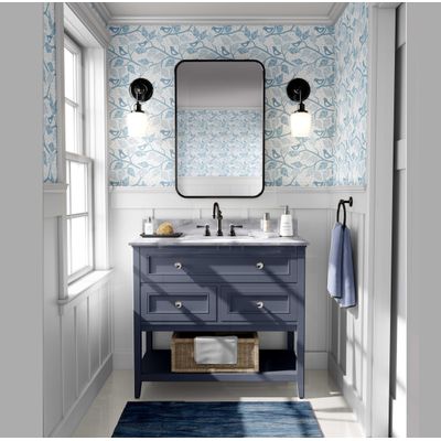 Papel de Parede Pássaro Azul e Galho, Vinil Autoadesivo, Aplicação Fácil Faça Você Mesmo para Quarto Infantil e Brinquedoteca - S4Sassy 63,5 cm (L) × 914,4 cm (C) / Azul - Vinil Liso