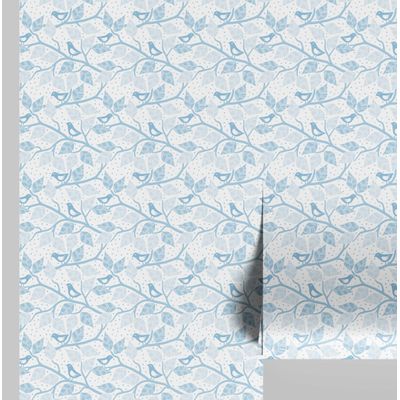 Papel de Parede Pássaro Azul e Galho, Vinil Autoadesivo, Aplicação Fácil Faça Você Mesmo para Quarto Infantil e Brinquedoteca - S4Sassy 63,5 cm (L) × 914,4 cm (C) / Azul - Vinil Liso
