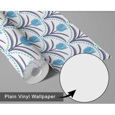 Papel de Parede Vinílico Autocolante, Arco de Tulipa Chique, Impermeável, Azul, para Quartos, Espaços Alugados e Armários - S4Sassy 63,5 cm (L) × 152,4 cm (C) / Azul - Vinil Liso