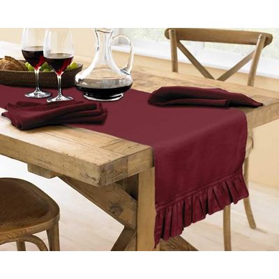 Caminho de Mesa Bordô Elegante para Decoração de Mesa, Decoração para Casa, Casamentos, Festas e Feriados - Vargottam 35,56 Cm (L) × 121,92 Cm (C) / Vermelho