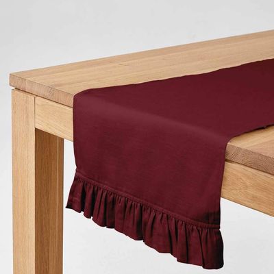 Caminho de Mesa Bordô Elegante para Decoração de Mesa, Decoração para Casa, Casamentos, Festas e Feriados - Vargottam 35,56 Cm (L) × 121,92 Cm (C) / Vermelho
