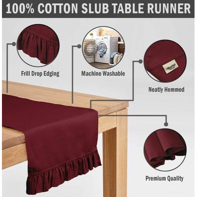 Caminho de Mesa Bordô Elegante para Decoração de Mesa, Decoração para Casa, Casamentos, Festas e Feriados - Vargottam 35,56 Cm (L) × 121,92 Cm (C) / Vermelho