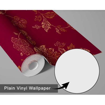 Papel de Parede Floral Vintage Roxo Autoadesivo em Vinil, Aplicação Fácil para Quarto Estilo Fazenda, Sala, Armário e Ambientes - S4Sassy 63,5 cm (L) × 304,8 cm (C) / Roxo - Vinil Liso