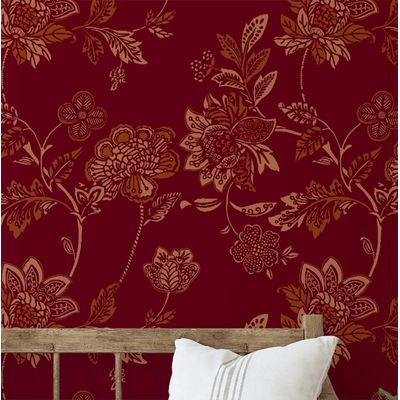 Papel de Parede Floral Vintage Roxo Autoadesivo em Vinil, Aplicação Fácil para Quarto Estilo Fazenda, Sala, Armário e Ambientes - S4Sassy 63,5 cm (L) × 304,8 cm (C) / Roxo - Vinil Liso