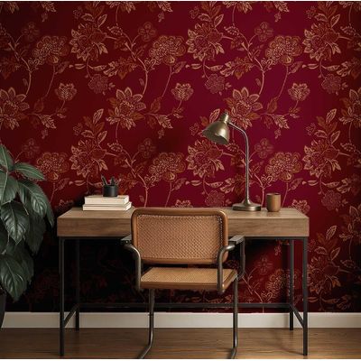 Papel de Parede Floral Vintage Roxo Autoadesivo em Vinil, Aplicação Fácil para Quarto Estilo Fazenda, Sala, Armário e Ambientes - S4Sassy 63,5 cm (L) × 304,8 cm (C) / Roxo - Vinil Liso