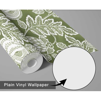 Papel de Parede Botânico Romã Verde Autoadesivo em Vinil, Revestimento Fácil DIY para Quarto Estilo Fazenda, Armários e Ambientes - S4Sassy 63,5 cm (L) × 304,8 cm (C) / Verde - Vinil Liso