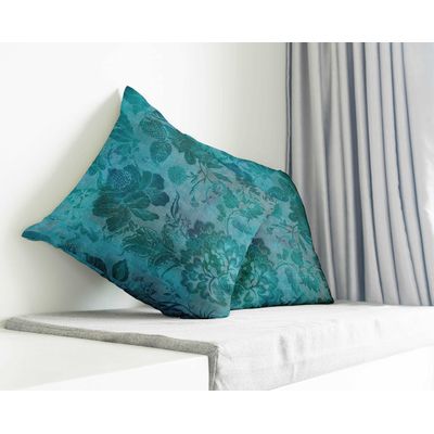 Capa de Almofada Decorativa Estampada com Tema Azul - Vargottam 45,72 Cm × 45,72 Cm – Quadrado / Azul
