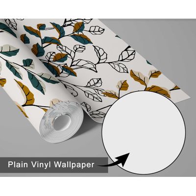 Papel de Parede Folhas de Outono, Folhagem Branca, Vinil Autoadesivo, Decoração DIY Fácil para Quarto, Sala, Armários e Ambientes - S4Sassy 63,5 cm (L) × 914,4 cm (C) / Branco - Vinil Liso