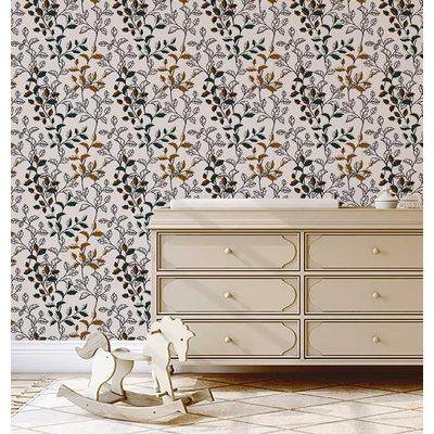 Papel de Parede Folhas de Outono, Folhagem Branca, Vinil Autoadesivo, Decoração DIY Fácil para Quarto, Sala, Armários e Ambientes - S4Sassy 63,5 cm (L) × 914,4 cm (C) / Branco - Vinil Liso