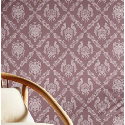 Papel de Parede Galo Real e Floral Rosa, Vinil Autoadesivo DIY para Quarto Estilo Fazenda, Armários e Ambientes - S4Sassy 63,5 cm (L) × 304,8 cm (C) / Rosa - Vinil Liso