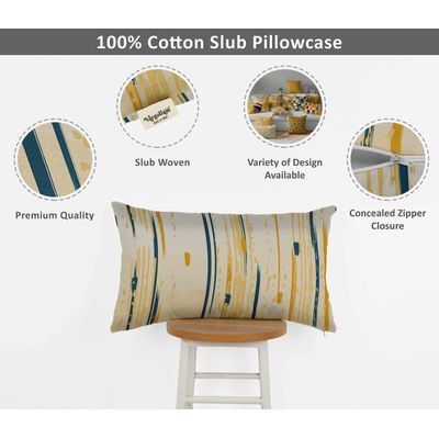 Capa de Almofada Amarela Estampada Luxuosa, Capa Decorativa para Almofada e Travesseiro - Vargottam 35,56 Cm × 60,96 Cm – Retangular / Amarelo