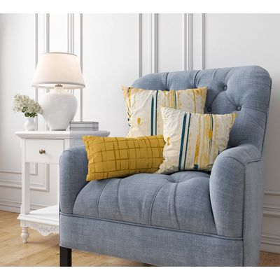 Capa de Almofada Amarela Estampada Luxuosa, Capa Decorativa para Almofada e Travesseiro - Vargottam 35,56 Cm × 60,96 Cm – Retangular / Amarelo