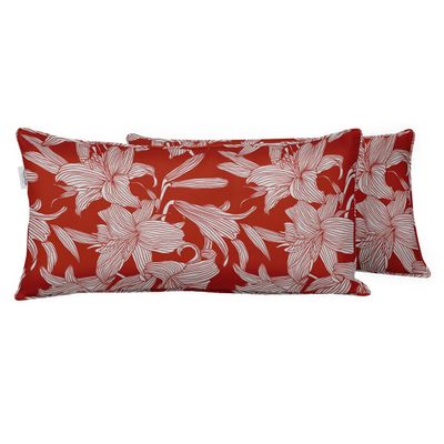 Capa Lombar em Poliéster para Uso Interno/Externo, À Prova D'Água, Retangular para Almofada de Pátio - Vargottam 30,48 Cm × 60,96 Cm / Vermelho