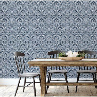 Papel de Parede Motivo Real Azul, Vinil Autoadesivo, Fácil DIY para Quarto Fazenda, Sala, Armários e Ambientes - S4Sassy 63,5 cm (L) × 152,4 cm (C) / Azul - Vinil Liso