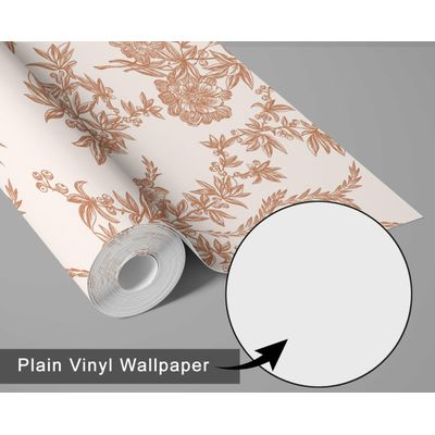 Papel Contact Vinílico Removível e Impermeável, Estampa Vintage de Vinha Inspirada na Natureza para Paredes, Armários, Cômoda - S4Sassy 63,5 cm (L) × 609,6 cm (C) / Marrom - Vinil Liso