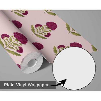Revestimento Vinílico Autoadesivo com Botões Florais Rosa, Mural de Parede Estilo Asiático para Banheiro, Lavanderia e Closet - S4Sassy 63,5 cm (L) × 304,8 cm (C) / Rosa - Vinil Texturizado