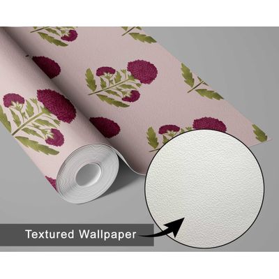 Revestimento Vinílico Autoadesivo com Botões Florais Rosa, Mural de Parede Estilo Asiático para Banheiro, Lavanderia e Closet - S4Sassy 63,5 cm (L) × 304,8 cm (C) / Rosa - Vinil Texturizado