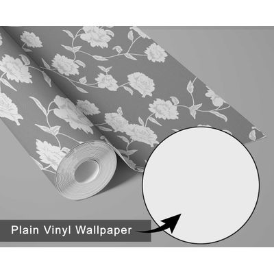 Papel de Parede Autoadesivo Decorativo Trepadeira de Rosas Bege/Cinza, Vinílico Impermeável Removível, para Quarto, Sala e Jantar - S4sassy 63,5 cm (L) × 152,4 cm (C) / Cinza - Vinil Liso