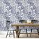 Papel de Parede Autoadesivo Jardim Floral Removível Azul, Mural Instantâneo para Quarto, Banheiro, Lavanderia, Interior de Closet - S4Sassy 63,5 cm (L) × 609,6 cm (C) / Azul - Vinil Liso