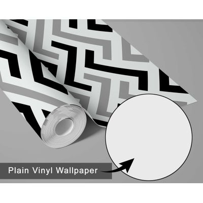 Papel de Parede Autoadesivo Estampa Labirinto Zigzag, Cinza, Vinil Removível DIY, Papel Contact para Parede de Entrada - S4sassy 63,5 cm (L) × 914,4 cm (C) / Cinza - Vinil Texturizado