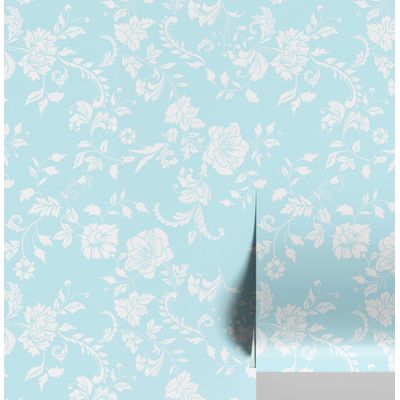 Revestimento de Parede Removível e Impermeável, Inspirado na Natureza, Contact Vinil Floral Aviário Autoadesivo Paredes e Móveis - S4Sassy 63,5 cm (L) × 609,6 cm (C) / Azul - Vinil Texturizado