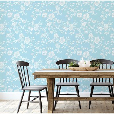 Revestimento de Parede Removível e Impermeável, Inspirado na Natureza, Contact Vinil Floral Aviário Autoadesivo Paredes e Móveis - S4Sassy 63,5 cm (L) × 609,6 cm (C) / Azul - Vinil Texturizado