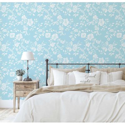 Revestimento de Parede Removível e Impermeável, Inspirado na Natureza, Contact Vinil Floral Aviário Autoadesivo Paredes e Móveis - S4Sassy 63,5 cm (L) × 609,6 cm (C) / Azul - Vinil Texturizado