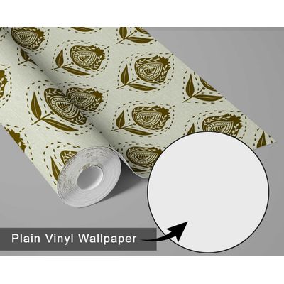 Papel de Parede Étnico Folha Paisley Verde, Estilo Asiático, Vinílico Autoadesivo, Fácil DIY para Quarto e Sala - S4Sassy 63,5 cm (L) × 304,8 cm (C) / Verde - Vinil Liso