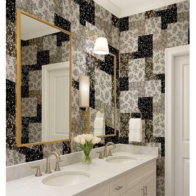 Papel de Parede Autoadesivo Vinílico Estampa Folha Patch Estilo Asiático, Revestimento Decorativo Fácil DIY para Quarto e Sala - S4Sassy 63,5 cm (L) × 304,8 cm (C) / Preto - Vinil Texturizado