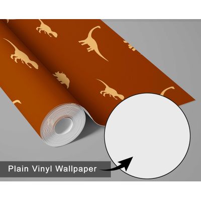Papel de Parede Estampa Dinossauro Marrom, Vinílico Liso Autoadesivo, Wallwrap, DIY Fácil para Quarto Infantil e Brinquedoteca - S4Sassy 63,5 cm (L) × 152,4 cm (C) / Marrom - Vinil Liso