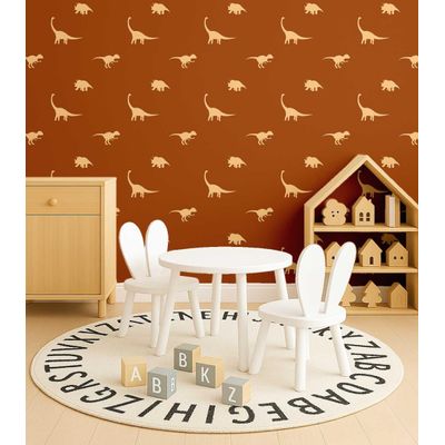Papel de Parede Estampa Dinossauro Marrom, Vinílico Liso Autoadesivo, Wallwrap, DIY Fácil para Quarto Infantil e Brinquedoteca - S4Sassy 63,5 cm (L) × 152,4 cm (C) / Marrom - Vinil Liso
