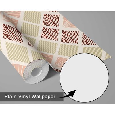 Papel de Parede Vinílico Autoadesivo Estampa Geométrica Retrô em Losango, Impermeável, Removível, Laranja para Quartos e Salas - S4Sassy 63,5 cm (L) × 914,4 cm (C) / Laranja - Vinil Texturizado