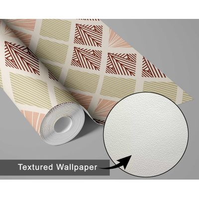 Papel de Parede Vinílico Autoadesivo Estampa Geométrica Retrô em Losango, Impermeável, Removível, Laranja para Quartos e Salas - S4Sassy 63,5 cm (L) × 914,4 cm (C) / Laranja - Vinil Texturizado
