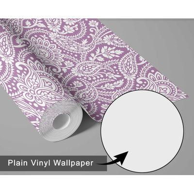 Papel de Parede Floral Paisley Estilo Asiático, Vinil Autoadesivo Decorativo, Fácil Aplicação para Quarto e Sala, Rosa - S4Sassy 63,5 cm (L) × 152,4 cm (C) / Rosa - Vinil Texturizado