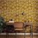 Papel de Parede Autoadesivo Decorativo Folhas Abstratas Amarelo, Vinil Impermeável Removível para Quarto e Sala de Jantar - S4Sassy 63,5 cm (L) × 304,8 cm (C) / Amarelo - Vinil Texturizado