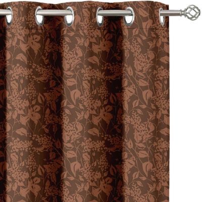 Cortinas Blackout Estampa Folhas de Outono - Conjunto 2 Painéis - Bloqueio de Luz e Isolamento Térmico com Ilhós - Marrom - Vargottam 132,08 Cm (L) × 160,02 Cm (C) / Marrom