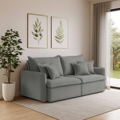 Sofá 4 Lugares 2,40m Retrátil E Reclinável Em Tecido Veludo – Malta Lucadi Cinza